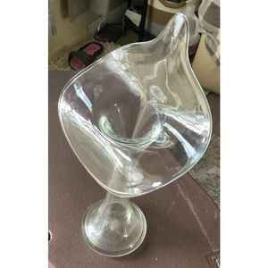Jack In The Pulpit Clear Glass Bud Vase Roll Top Hand Blown Home Decor Flowers